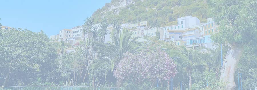 Houses and flats for sale on the rock of Gibraltar with palm trees and flowers